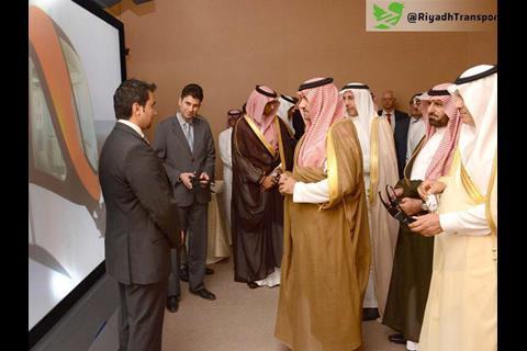 Bombardier presents the Riyadh Metro Line 3 trains designs to Prince Turki Bin Abdullah Bin Abdulaziz.